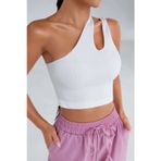 İntive lingerie-innocent&attractive Kadın Beyaz Tek Omuz Cut Out Detaylı Crop Top Bluz