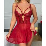 İntive lingerie-innocent&attractive Kadın Şarap Rengi Dantelli Transparan Mini Gecelik/Babydoll-1023