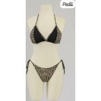 İntive lingerie-innocent&attractive Kadın Siyah ve Leopar Detaylı Yandan Bağlamalı Bikini Takımı