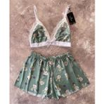 İntive lingerie-innocent&attractive Kadın Tavşan Desen Detaylı Yazlık Saten Bralet Şort Takım