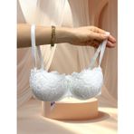 İntive lingerie-innocent&attractive NBB Beyaz Dantelli Straplez Kesim Push-up Tangası Şerit Detaylı Sütyen Takım