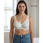 Intive Lingerie Intive Comfort Pamuklu Leopar/çiçek Desen Toparlayıcı Kalın Askılı Kopçalı Sütyen (85-95) - 90 - Beyaz - Mavi