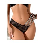İntive Lingerie Intive Siyah Dantelli Yanı Simli Şeritli Fantezi Tanga -1036 Siyah Tek Ebat