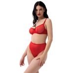 İntive Lingerie Kadın Balenli Balconatte Transparan Seksi Basic Sütyen Takım Kırmızı 75