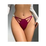 İntive Lingerie Kadın Pamuklu Yanları Parlak İpli Fantezi/Günlük Kullanım Tanga-1015 Bordo Tek Ebat