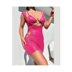 İntive Lingerie Kadın Pembe Simli Dekolteli Mini Erotik Gecelik Takım -3608 Pembe S/M
