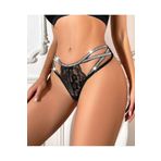 İntive Lingerie Kadın Tasarım Siyah Dantelli Parlak İpli Tanga -1001 Siyah Tek Ebat