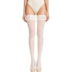 İntive Lingerie Kadın Ten Rengi Kurdeleli Silikonlu Kaymaz Desenli Jartiyer Çorabı Ten Rengi, Bej S