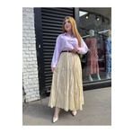 İntive Lingerie Krem Bilek Hizasında Kabartmalı Uzun Bol Kesim Kraş Etek (Tesettür İçin Uygun)