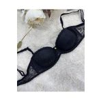 İntive Lingerie Le Jardin Charlotte Güpür Dantelli Balenli Desteksiz Silikonlu Sütyen -7001 Siyah 80B