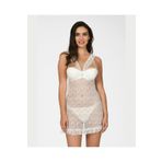 İntive Lingerie NBB Full Dantel Göğsü Balenli Kaplı Gecelik Tanga Fantezi Takım -3347 Ekru 75