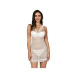 İntive Lingerie NBB Full Dantel Göğsü Balenli Kaplı Gecelik Tanga Fantezi Takım -3347 Ekru 85