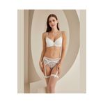 İntive Lingerie Nbb Kadın Push-up Çoraplı Transparan Detaylı Çoraplı Jartiyer Takım Ekru 80B