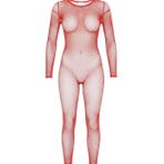 Intive Love Kırmızı Tamamı Fileden Ağı Açık Vücut Çorabı (Aksesuarsız)