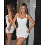 Intive Sugar Beyaz Dantel Detaylı Çapraz Askılı Sırt Mini V Yaka Feminen Gecelik
