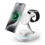 Intoval MagSafe Şarj Cihazı ile Uyumlu 3'ü 1 Arada Şarj İstasyonu, iPhone 15/14/13/12 için Kablosuz Şarj İstasyonu, Apple Watch, Airpods (Beyaz)