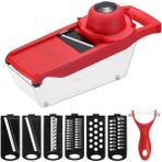 Intragdou Three Beans 6 In 1 Blade Mandoline Dilimleme Gıda Kesici Meyve Sebze Kıyıcı Rende Soyucu - (Yurt Dışından) - Açık Kırmızı