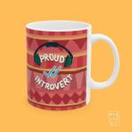 Introvert Mottolu Eğlence ve Mizah Temalı Porselen Hediyelik Kahve Kupası - Beyaz - 325 ml