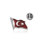 Inure Jewelry Gümüş Türk Bayrağı Rozet