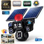 Invicta 4 Lensli Aov 4K Güneş Enerjili E-SIM ve Sım Kartla Çalışan Güvenlik Kamerası, , Dahili Bataryalı, 16W Solar Panel, Akıllı Hareket Algılama, Gece Görüşlü, 360 Derece Ptz - Füme