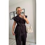 İNVİSUS Kuşak Bağlamalı Yelek Pantolon Denim Takım