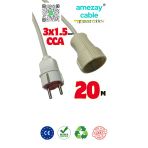 İnwatt 20 Metre Uzatma Kablosu Tek Prizli Cca 3X1.5mm² | Tamir Bakımda Yardımcı | Amezay Cable