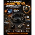 İNWATT 25 Metre Kaynak Makinesi, Elektrikli Araç, Isıtıcı Uzatma Ara Kablosu Seyyar Kauçuk Başlıklı 3x2.5mm² Ttr Siyah