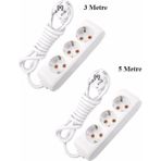 İNWATT Multi-Let Topraklı Korumalı Uzatma Kablosu 3 Lü 3 Metre + 3'lü 5 Metre Grup Priz - Çok Renkli