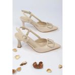 İnyola Shoes Kadın Cilt Toka Detaylı Topuklu Ayakkabı 3066 - Ten