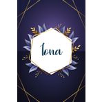 Iona: Taccuino personalizzato con il nome Iona | Regalo di compleanno per moglie, mamma, sorella, figlia ... | Foglie blu | 110 pagine a righe, Piccolo formato 6x9 pollici (15,24 x 22,86 cm)