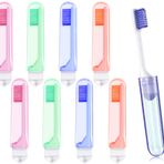 IOUALEY 8'li paket seyahat katlanır diş fırçası, kutulu + 1 adet ince plastik saç tarağı, yumuşak kıllı içilebilir boy katlanır diş fırçası, kamp, okul, ev malzemeleri, yürüyüş, iş gezisi için ayrı ayrı sarılmıştır