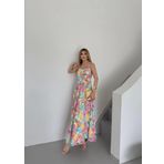 İp Askılı Cepli Maxi Boy Meyve Desenli Elbise