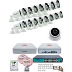 Ip Güvenlik Kamera Seti - 1 Iç Mekan Ip Kamera, 15 dış Mekan Ip Kamera, 2tb H.d.d, 16 kanal Nvr, Gece Görüş, Uzaktan Izleme, Hareket Tabiki, Insan Tes - Beyaz