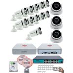 Ip Güvenlik Kamera Seti - 3 iç Mekan Ip Kamera, 11 Dış Mekan Ip Kamera, 2tb H.d.d, 16 kanal Nvr, Gece Görüş, Uzaktan Izleme, Hareket Tabiki, Insan Tes - Beyaz