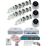 Ip Güvenlik Kamera Seti - 3 iç Mekan Ip Kamera, 13 Dış Mekan Ip Kamera, 2tb H.d.d, 16 kanal Nvr, Gece Görüş, Uzaktan Izleme, Hareket Tabiki, Insan Tes - Beyaz
