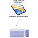 iPad 10.2 9.nesil Uyumlu Ekran Koruyucu Klavye Mouse Set - Mor