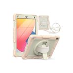 iPad 5. 6. Nesil 2017 2018 9.7" inch Strap Tablet ile Uyumlu Kılıfı Ekran Koruyuculu Kalemlikli 360°Döner Darbeye Dayanıklı Pembe