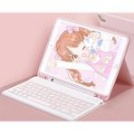 iPad 5 Air 9.7 Kılıf KC01 Smart Klavyeli Tablet Kılıfı - PEMBE-(5796)