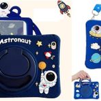 Ipad 7-8-9. Nesil 10.2 uyumlu Kılıf Astronot Silikon Çocuklara Özel Kedili Elegance Standlı Çocuk Kılıfı Standlı Dönebilen Silikon Kauçuk Tablet Kılıfı (10.2 Astronot Kılıf)