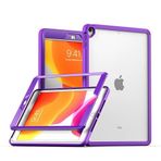iPad 9./8./7. Kılıf, Çift Katmanlı Sert PC Yumuşak TPU Tampon Hibrit Darbeye Dayanıklı, Slim Fit Hafif Kılıf, iPad 10,2-inç 2021/2020/2019 için, Mor