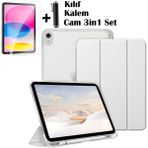 iPad (A16) 11 Nesil 11 Inç 2025, iPad 10 Nesil 10,9 Inç 2022 Uyumlu Tablet Kılıfı Akıllı Smart Uyku Modlu Katlanabilir Arkası Renkli Standlı Kılıf +Ekran Koruyucu Cam+Kalem 3'lü Set A3354 A3355 A3356 - iPad 11.Nesil, 10.Nesil - Açık Gri