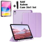 iPad (A16) 11 Nesil 11 Inç 2025, iPad 10 Nesil 10,9 Inç 2022 Uyumlu Tablet Kılıfı Akıllı Smart Uyku Modlu Katlanabilir Arkası Renkli Standlı Kılıf +Ekran Koruyucu Cam+Kalem 3'lü Set A3354 A3355 A3356 - iPad 11.Nesil, 10.Nesil - Lila