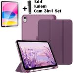 iPad (A16) 11 Nesil 11 Inç 2025, iPad 10 Nesil 10,9 Inç 2022 Uyumlu Tablet Kılıfı Akıllı Smart Uyku Modlu Katlanabilir Arkası Renkli Standlı Kılıf +Ekran Koruyucu Cam+Kalem 3'lü Set A3354 A3355 A3356 - iPad 11.Nesil, 10.Nesil - Mor