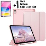 iPad (A16) 11 Nesil 11 Inç 2025, iPad 10 Nesil 10,9 Inç 2022 Uyumlu Tablet Kılıfı Akıllı Smart Uyku Modlu Katlanabilir Arkası Renkli Standlı Kılıf +Ekran Koruyucu Cam+Kalem 3'lü Set A3354 A3355 A3356 - iPad 11.Nesil, 10.Nesil - Rose Gold