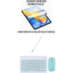 İpad Air 1 9.7 2013 Uyumlu Ekran Koruyucu Klavye Mouse Set Mavi