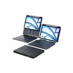 iPad Air 11 inç M2-M3 (2024-2025) Uyumlu 360 Dönebilen Standlı Işıklı Bluetoothlu RiSSer Türkçe Q Klavyeli Tablet Kılıfı Siyah