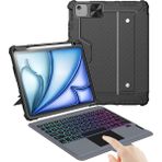 iPad Air 11 Inç (M3/m2) Kılıf Çıkarılabilir Klavye, iPad Pro 11 (1./2./3. Nesil) ve Air 5./4. Nesil Sağlam Klavye Kılıfı, 7 Renkli Arkadan Aydınlatmalı, Trackpad, Portre/manzara Modları