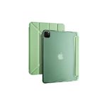 iPad Air 13 inç M2 Çipli Uyumlu Kalem Bölmeli Akıllı Trifolding Tablet Kılıfı Açık Yeşil