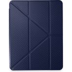 iPad Air 4 10.9 Inç Uyumlu Renkli Karbon Trifolding Kalem Bölmeli Tablet Kılıfı - Lacivert