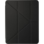 iPad Air 4 10.9 Inç Uyumlu Renkli Karbon Trifolding Kalem Bölmeli Tablet Kılıfı - Siyah